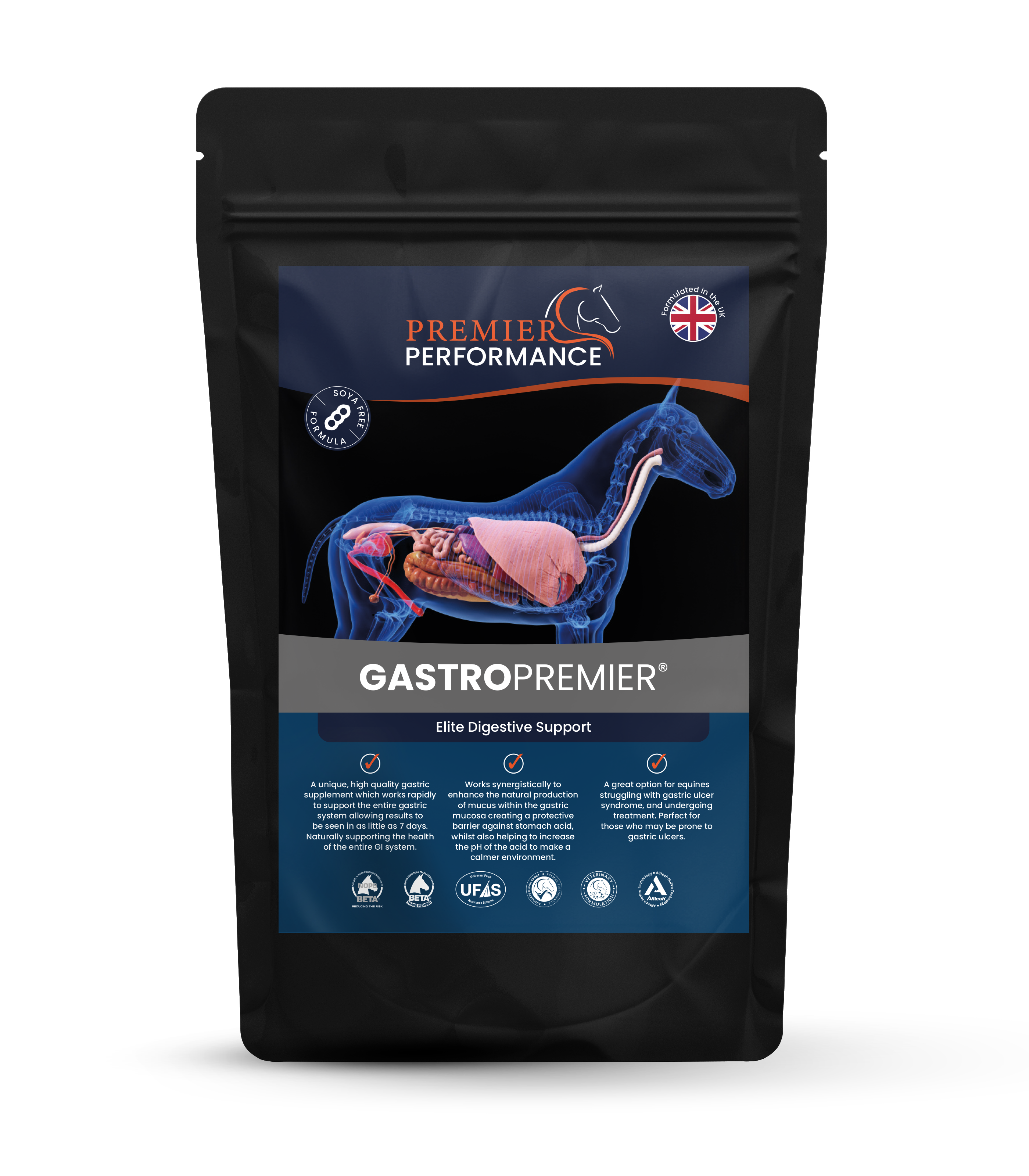 Gastro Premier product packaging for digestive support on a white background